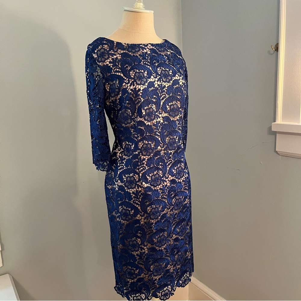 Jewel-tone Blue Lace Dress by Eliza J